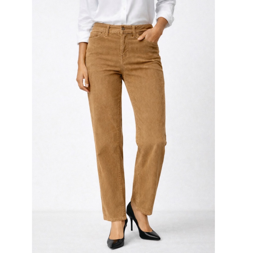 Club Monaco Camel Cotton Corduroy Straight-Leg Pants